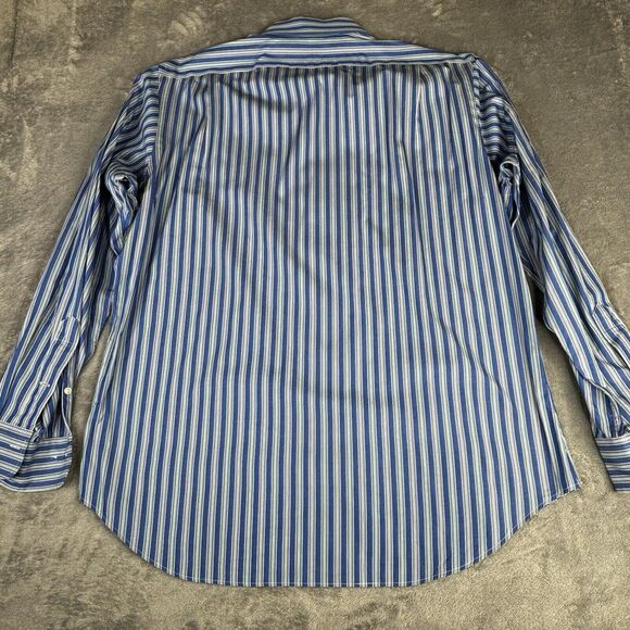 Polo Ralph Lauren Shirt Mens L 16.5 Curham Fit Oxford Button Down Blue Stripe - Picture 4 of 9